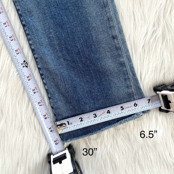 Hudson Wide Cuff Distressed Fringe Hem Medium Wash Cropped Skinny Jeans 29 - Picture 14 of 14